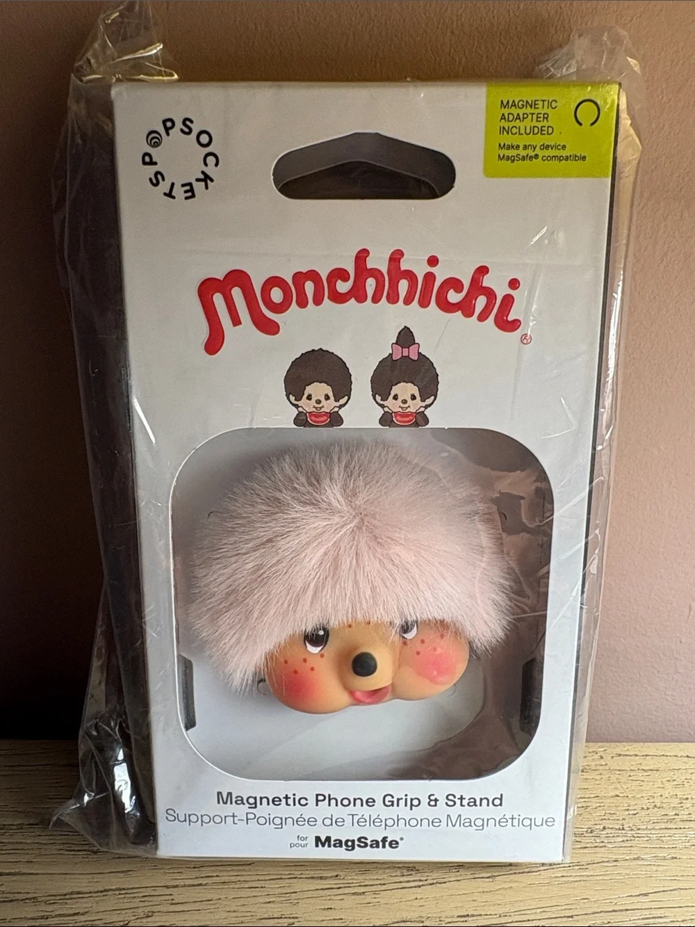 PopSockets x Monchhichi Pink Fuzzy Phone Grip